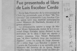 Fue presentado el libro de Luis Escobar Cerda  [artículo].