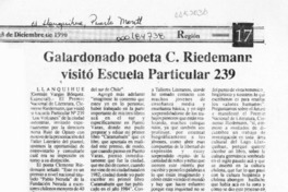 Galardonado poeta C. Riedemann visitó Escuela Particular 239  [artículo].
