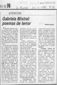 Gabriela Mistral, poemas de terror  [artículo] Eduardo Vassallo.