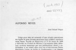 Alfonso Reyes  [artículo] José Rafael Reyes.
