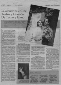 "Golondrina", cine, teatro y dramón de tomo y lomo  [artículo] Juan Antonio Muñoz H.