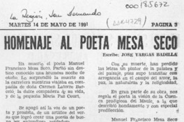 Homenaje al poeta Mesa Seco  [artículo] José Vargas Badilla.