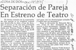 Separación de pareja en estreno de teatro Separación de pareja en estreno de teatro