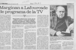 Marginan a Lafourcade de programa de la TV  [artículo].