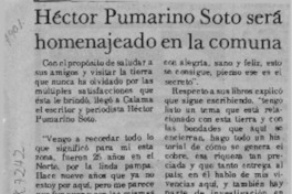 Héctor Pumarino Soto será homenajeado en la comuna  [artículo].