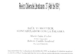 Saúl Yurkievich, confabulador con la palabra (entrevista) Saúl Yurkievich, confabulador con la palabra (entrevista)