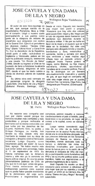 José Cayuela y una dama de lila y negro  [artículo] Wellington Rojas Valdebenito.