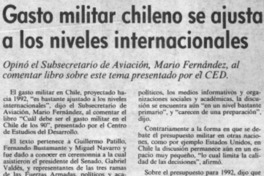 Gasto militar chileno se ajusta a los niveles internacionales Gasto militar chileno se ajusta a los niveles internacionales