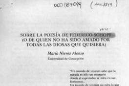 Sobre la poesía de Federico Schopf (o de quien no ha sido amado por todas las diosas que quisiera) Sobre la poesía de Federico Schopf (o de quien no ha sido amado por todas las diosas que quisiera)