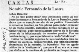 Notable Fernando de Lastra  [artículo] Lionel N. Acuña Faundez.