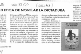 La voluntad ética de novelar la dictadura  [artículo] Carlos Orellana.