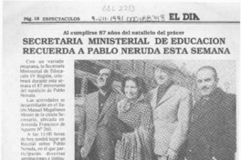 Secretaría Ministerial de Educación recuerda a Pablo Neruda esta semana  [artículo].