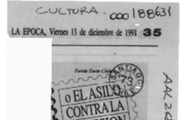 Hoy se lanzará "O el asilo contra la opresión" de Faride Zerán. Hoy se lanzará "O el asilo contra la opresión" de Faride Zerán.