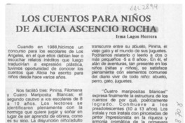 Los cuentos para niños de Alicia Ascencio Rocha  [artículo] Irma Lagos Herrera.