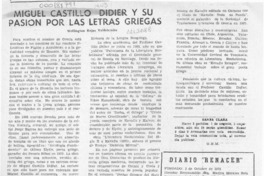 Miguel Castillo Didier y su pasión por las letras griegas  [artículo] Wellington Rojas Valdebenito.