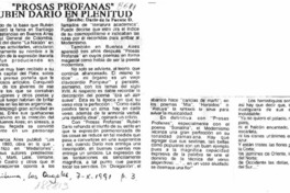 "Prosas profanas", Rubén Darío en plenitud  [artículo] Darío de la Fuente D.