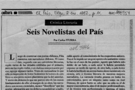 Seis novelistas del país  [artículo] Carlos Iturra.