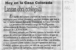 Lanzan obra ecologista  [artículo].