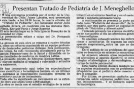 Presentan tratado de pediatría de J. Meneghello  [artículo].