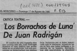 Los borrachos de luna, de Juan Radrigán  [artículo] Agustín Letelier.