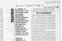 Pueblo del mal amor, rabiosa búsqueda de la dignidad  [artículo] María Eugenia Meza [y] Luz María Vargas.