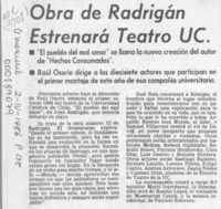 Obra de Radrigán estrenará teatro UC  [artículo].