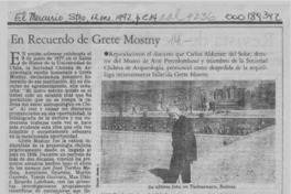 En recuerdo de Grete Mostny En recuerdo de Grete Mostny