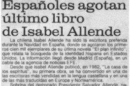 Españoles agotan último libro de Isabel Allende Españoles agotan último libro de Isabel Allende