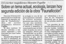 Sobre un tema actual, ecología, lanzan hoy segunda edición de la obra "Faunaficción"  [artículo].