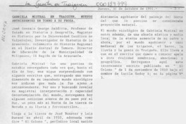 Gabriela Mistral en Traiguén, nuevos antecedentes en torno a su prosa  [artículo] Gonzalo George Saldivia.