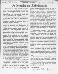 De Neruda en Antofagasta  [artículo] Conrado Menzel.
