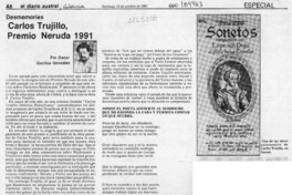 Carlos Trujillo, Premio Neruda 1991  [artículo] Oscar Gacitúa González.