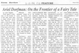 Ariel Dorfman, on the frontier of a fairy tale Ariel Dorfman, on the frontier of a fairy tale