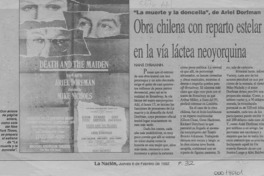 Obra chilena con reparto estelar en la vía láctea neoyorquina  [artículo] Hans Ehrmann.