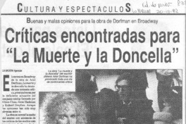 Críticas encontradas para "La muerte y la doncella" Críticas encontradas para "La muerte y la doncella"