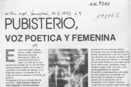 Pubisterio, voz poética y femenina  [artículo] Daga.