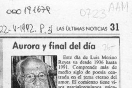 Aurora y final del día  [artículo] Hugo Montes Brunet.