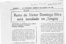 Busto de Víctor Domingo Silva será instalado en Tongoy  [artículo].