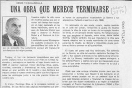 Una obra que merece terminarse  [artículo] Gustavo Rivera Flores.