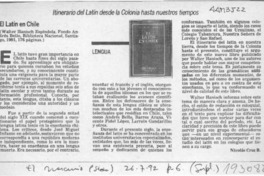El latín en Chile  [artículo] Nicolás Cruz B.