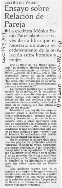 Ensayo sobre relación de pareja  [artículo].