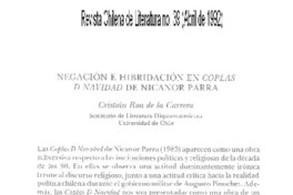 Negación e hibridación en Coplas D Navidad de Nicanor Parra Negación e hibridación en Coplas D Navidad de Nicanor Parra