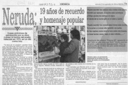Neruda, 19 años de recuerdo y homenaje popular  [artículo] Patricia Andrade D.