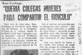 "Quería colegas mujeres para compartir el ridículo"  [artículo] Beatriz Berger.