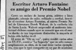 Escritor Arturo Fontaine es amigo del Premio Nobel  [artículo].