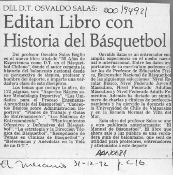 Editan libro con historia del básquetbol [artículo]. - Biblioteca Nacional  Digital de Chile