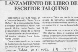 Lanzamiento de libro de escritor talquino  [artículo] .