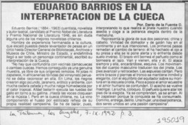 Eduardo Barrios en la interpretación de la cueca  [artículo] Darío de la Fuente D.