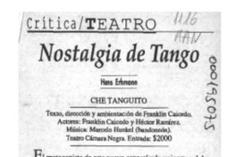 Nostalgia de tango  [artículo] Hans Ehrman.