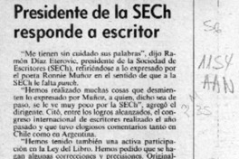 Presidente de la SECH responde a escritor  [artículo].